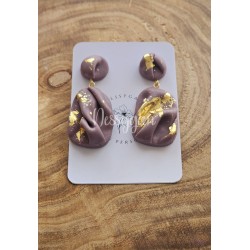 Boucles d'oreilles "Éclats Dorés" en argile polymère - Bijoux artisanaux élégants
