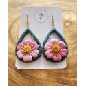Boucles d'oreilles bleu canard et rose
