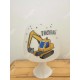 lampe personnalisée par un prénom et un tractopelle