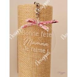 Porte-clés "Bonne Fête Maman" Personnalisé avec Liberty Mitsi Rose