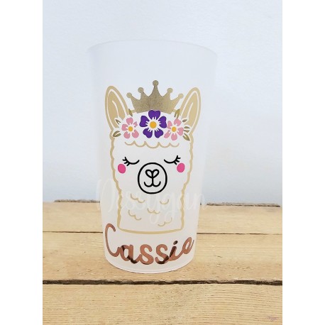 Verre en plastique personnalisé “Lama Princesse”