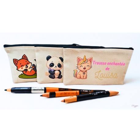 Trousse Personnalisée – Motifs Animaux Mignons