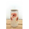 Verre givré personnalisé – Smoothie ou thé – coquelicots & prénom