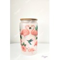 Verre givré tropical flamant rose personnalisé par un prénom