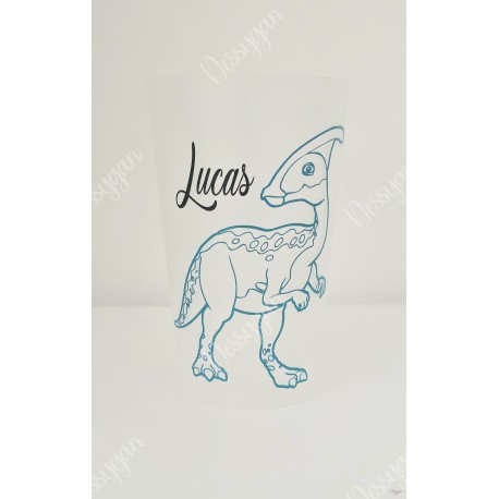 Gobelet personnalisé avec prénom dinosaure Parasaurolophus