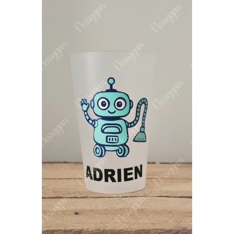 Verre personnalisé avec prénom robot