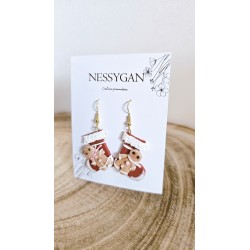 Boucles d’oreilles bottes de Noël & bonhomme pain d’épices