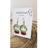 Boucles d’oreilles boules à neige vert sauge & sapins enneigés