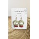 Boucles d’oreilles boules à neige vert sauge & sapins enneigés