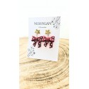 Boucles d’oreilles nœud rouge étoilé – Bijou doré