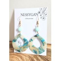 Boucles d’oreilles pendantes goutte turquoise et or