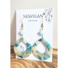 Boucles d’oreilles pendantes goutte turquoise et or