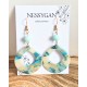Boucles d’oreilles pendantes goutte turquoise et or