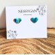 Puces d’oreilles cœur turquoise