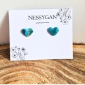 Puces d’oreilles cœur turquoise