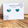 Puces d’oreilles cœur turquoise