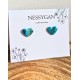 Puces d’oreilles cœur turquoise