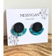 Boucles d’oreilles demi-lune noire et turquoise