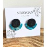 Boucles d’oreilles demi-lune noire et turquoise