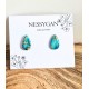 Puces d’oreilles goutte turquoise et or