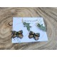 Boucles d’oreilles Papillon & Feuilles – bijou nature fait main en polymère et acier inoxydable doré