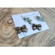 Boucles d’oreilles Papillon & Feuilles – bijou nature fait main en polymère et acier inoxydable doré