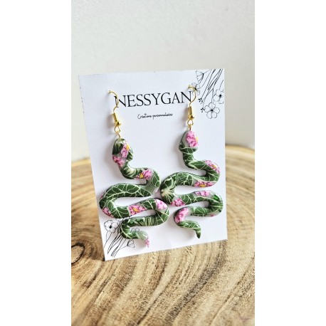 Boucles d’oreilles Serpent Fleuri