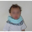 Snood / cache cou enfant polaire bleu et tissu à pois 