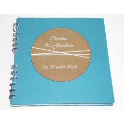 Livre d'or mariage thème gourmand bleu turquoise et marron chocolat