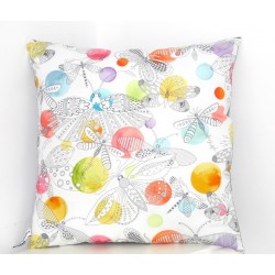 Coussin "The dream of butterflies " couleur blanc, bleu orangé