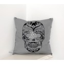 Coussin "Skull " déco gris & noir 