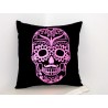 Coussin noir et rose flashy " Skull "