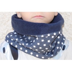 Snood / tour de cou enfant bleu avec étoiles blanches