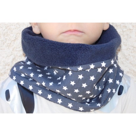 Snood Tour De Cou Enfant Bleu Avec Etoiles Blanches Nessygan