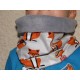 Snood pour enfant en polaire grise "Foxy le renard"