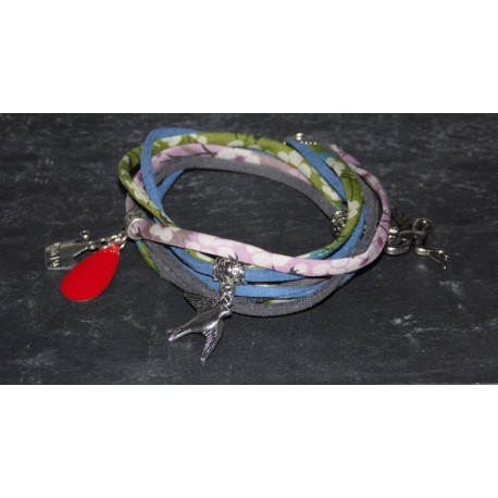 Bracelet 2 tours Liberty mitsi et suédine