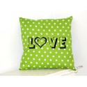 Coussin étoiles blanches fond vert "Love" 