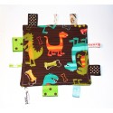 Doudou étiquettes dinosaures multicolores pour bébé