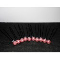 épingles à cheveux perles roses pour mariée x10 - Accessoire coiffure mariée