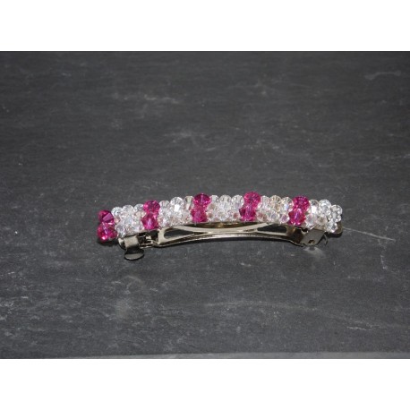 Barrette cheveux mariée perles Swarovski moonlight & fuchsia