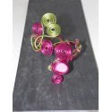 Bracelet fuchsia et vert anis fil aluminium