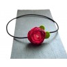 Headband fleur rose fuchsia et perles Swarovski